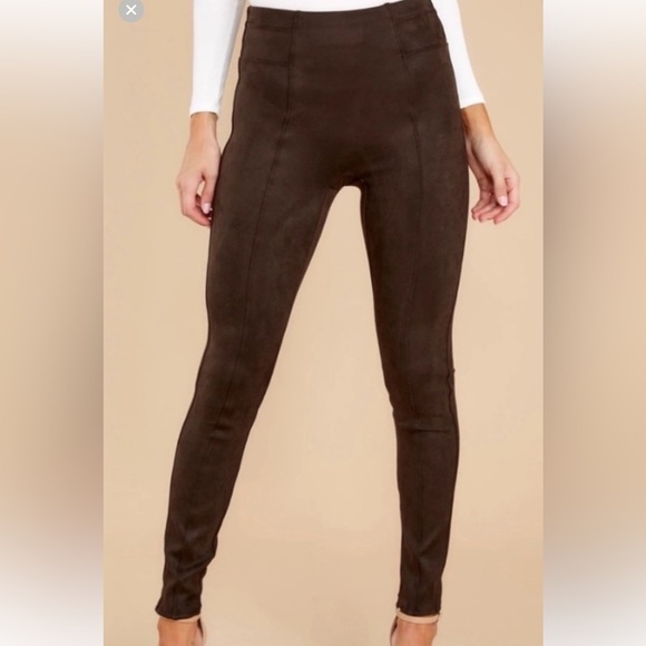 Spanx Brown Faux Suede Leggings Pants Womens